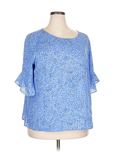 Pre-owned Liz Claiborne Career 3/4 Sleeve Blouse In Blue