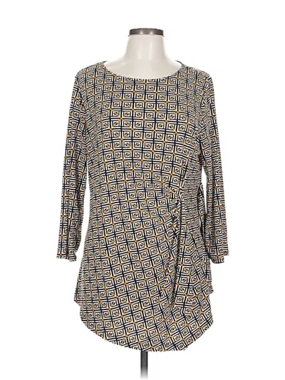 Pre-owned Liz Claiborne Career 3/4 Sleeve Blouse In Gold