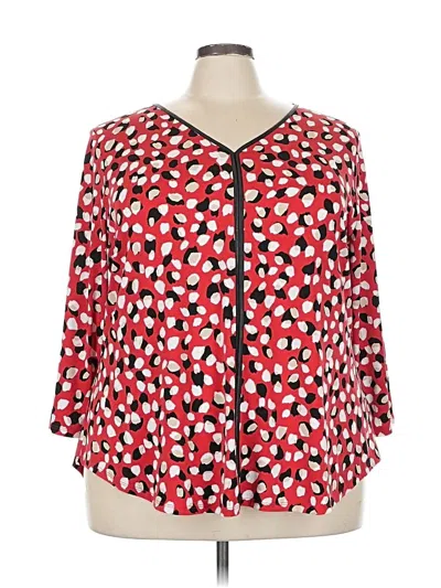 Pre-owned Liz Claiborne Career 3/4 Sleeve Blouse In Red