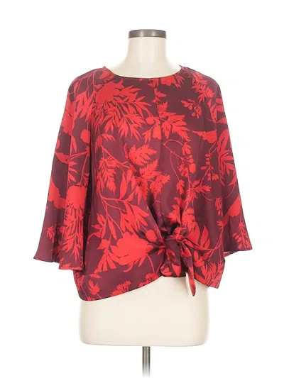 Pre-owned Liz Claiborne Career 3/4 Sleeve Blouse In Red
