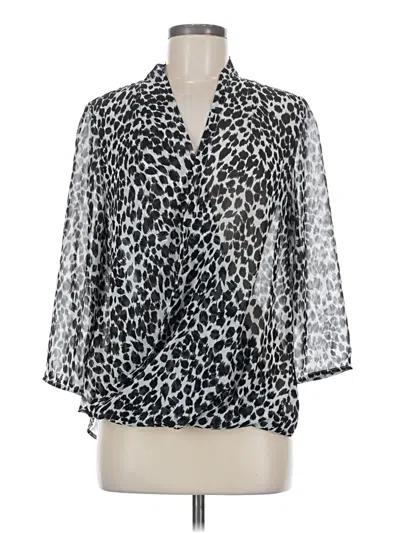 Pre-owned Liz Claiborne Career 3/4 Sleeve Blouse In Silver