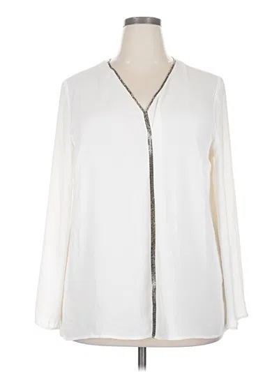 Pre-owned Liz Claiborne Career 3/4 Sleeve Blouse In White