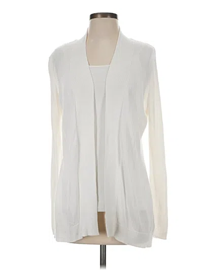 Pre-owned Liz Claiborne Career Cardigan Sweater In White