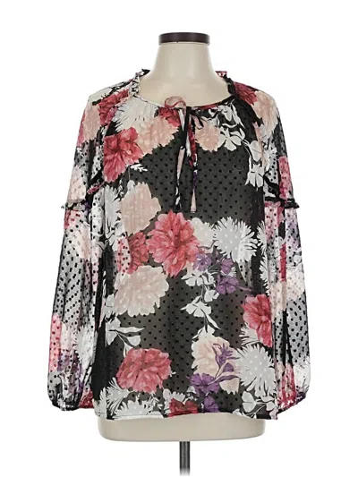 Pre-owned Liz Claiborne Career Long Sleeve Blouse In Black