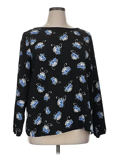 Pre-owned Liz Claiborne Career Long Sleeve Blouse In Black