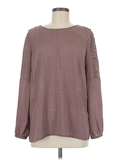 Pre-owned Liz Claiborne Career Long Sleeve Blouse In Burgundy