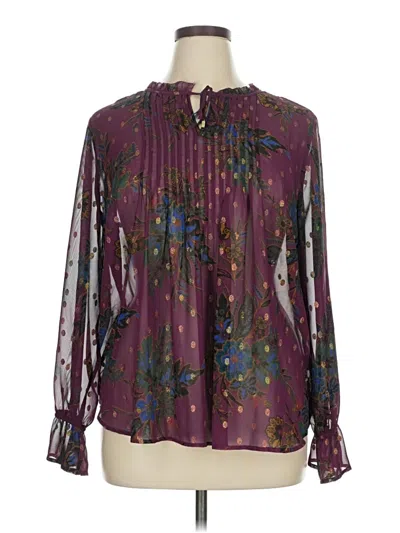 Pre-owned Liz Claiborne Career Long Sleeve Blouse In Purple