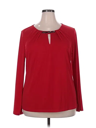 Pre-owned Liz Claiborne Career Long Sleeve Blouse In Red