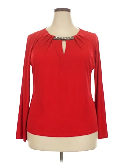 Pre-owned Liz Claiborne Career Long Sleeve Blouse In Red