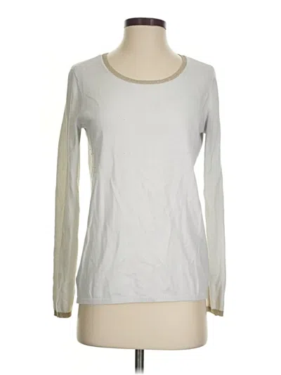 Pre-owned Liz Claiborne Career Long Sleeve Top Ivory Crew Neck Tops