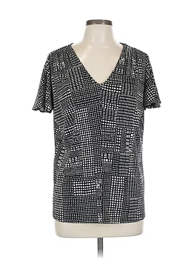 Pre-owned Liz Claiborne Career Short Sleeve Blouse In Black
