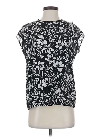 Pre-owned Liz Claiborne Career Short Sleeve Blouse In Black