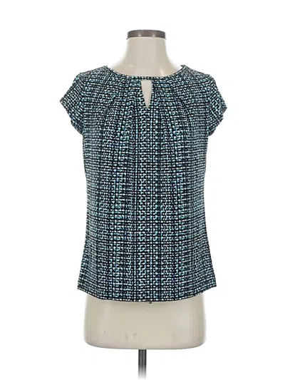 Pre-owned Liz Claiborne Career Short Sleeve Blouse In Blue