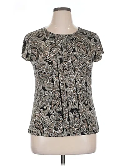 Pre-owned Liz Claiborne Career Short Sleeve Blouse In Brown