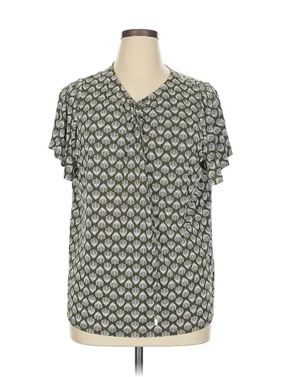 Pre-owned Liz Claiborne Career Short Sleeve Blouse In Green