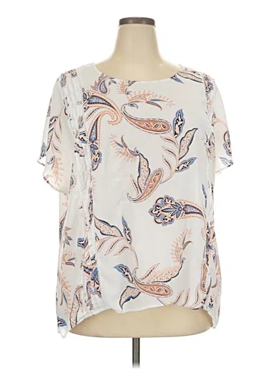Pre-owned Liz Claiborne Career Short Sleeve Blouse In Ivory