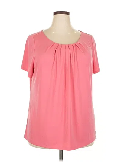 Pre-owned Liz Claiborne Career Short Sleeve Blouse In Pink