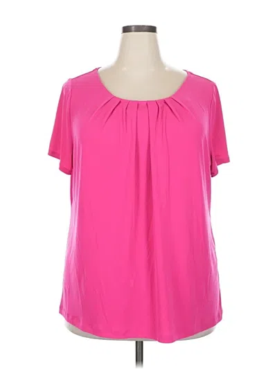 Pre-owned Liz Claiborne Career Short Sleeve Blouse In Pink