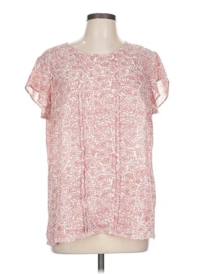 Pre-owned Liz Claiborne Career Short Sleeve Blouse In Pink