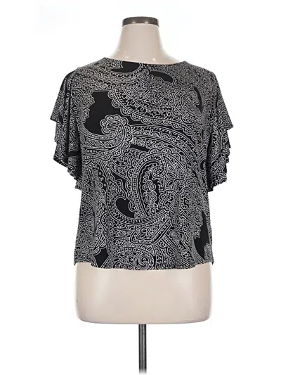 Pre-owned Liz Claiborne Career Short Sleeve Blouse In Silver