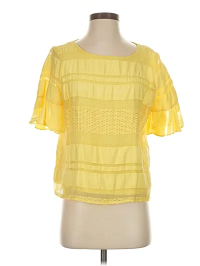Pre-owned Liz Claiborne Career Short Sleeve Blouse In Yellow