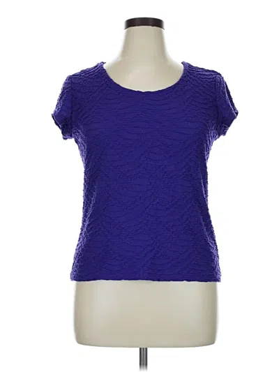 Pre-owned Liz Claiborne Career Short Sleeve Top Purple Scoop Neck Tops