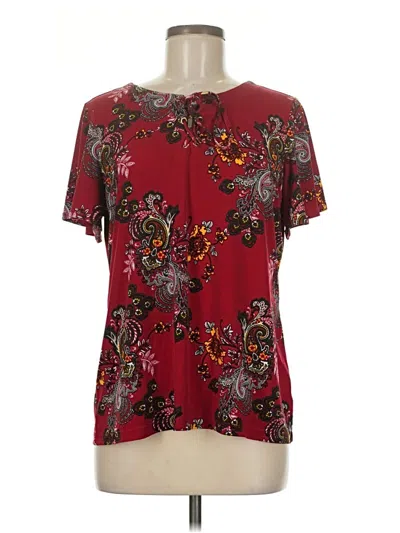 Pre-owned Liz Claiborne Career Short Sleeve T-shirt In Burgundy