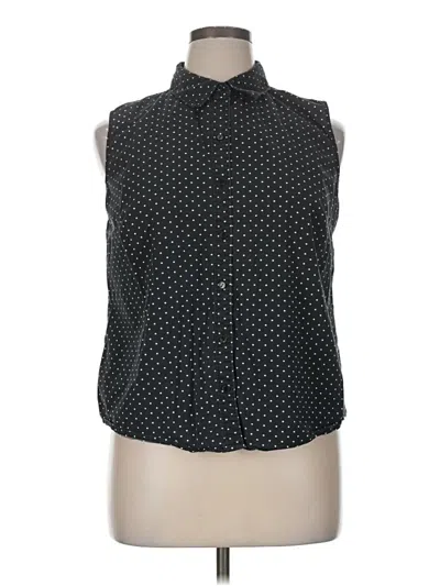 Pre-owned Liz Claiborne Career Sleeveless Button Down Shirt In Black
