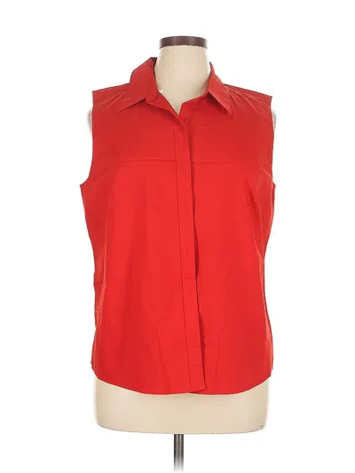 Pre-owned Liz Claiborne Career Sleeveless Button Down Shirt In Red