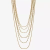 Liz Claiborne Chain Multi Layered Womens 17 Inch Statement Necklace In Gold