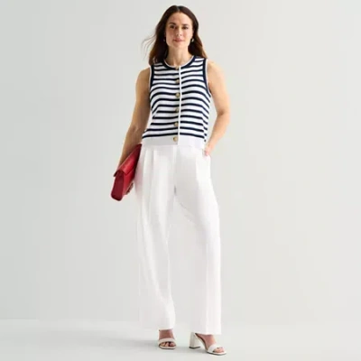 Liz Claiborne Charlotte Womens Tall Wide Leg Mid Rise Trouser In White