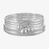 Liz Claiborne Charm Silver-tone 5-pc. Bangle Set In Metallic