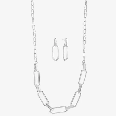 Liz Claiborne Collar Necklace & Drop Earring Womens Glass 2-pc. Jewelry Set In Metallic