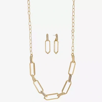 Liz Claiborne Collar Necklace & Drop Earring Womens Glass 2-pc. Jewelry Set In Gold