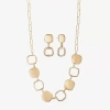 Liz Claiborne Collar Necklace And Drop Earring Womens Hypoallergenic 2-pc. Jewelry Set In Gold