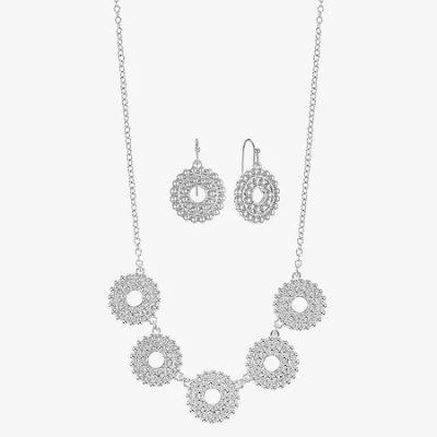 Liz Claiborne Collar Necklace And Drop Earring Womens Round 2-pc. Jewelry Set In Silver