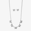 Liz Claiborne Collar Necklace And Stud Earring Womens Glass 2-pc. Jewelry Set In Silver
