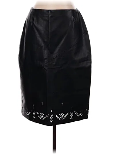 Pre-owned Liz Claiborne Collection Faux Leather Skirt In Black