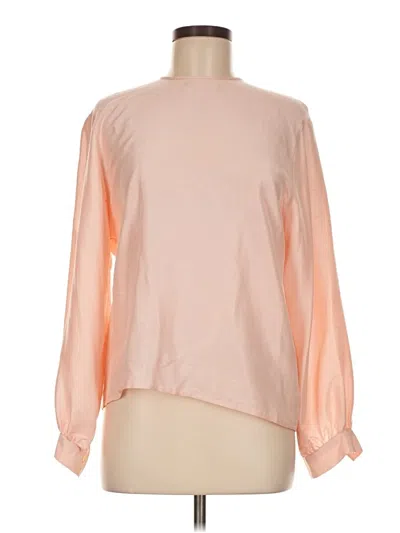 Pre-owned Liz Claiborne Collection Long Sleeve Silk Top Orange Mock Neckline Tops