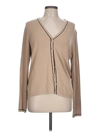 Pre-owned Liz Claiborne Collection Long Sleeve Top Tan V-neck Tops