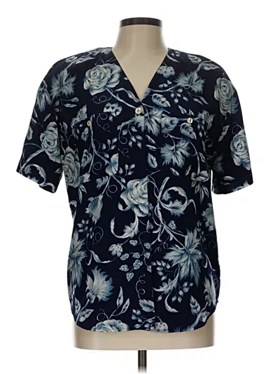 Pre-owned Liz Claiborne Collection Short Sleeve Blouse In Blue