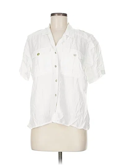Pre-owned Liz Claiborne Collection Short Sleeve Blouse In White
