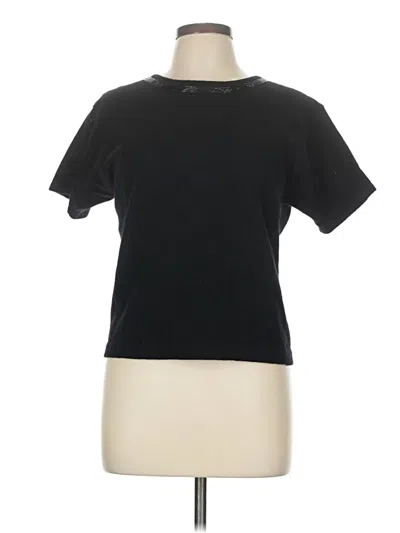 Pre-owned Liz Claiborne Collection Short Sleeve Top Black Crew Neck Tops