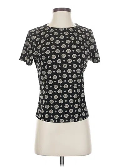 Pre-owned Liz Claiborne Collection Short Sleeve Top Black Keyhole Neckline Tops
