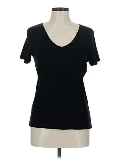 Pre-owned Liz Claiborne Collection Short Sleeve Top Black V Neck Tops
