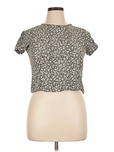 Pre-owned Liz Claiborne Collection Short Sleeve Top Gray Mock Neckline Tops