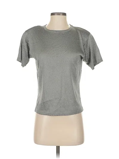 Pre-owned Liz Claiborne Collection Short Sleeve Top Silver Crew Neck Tops