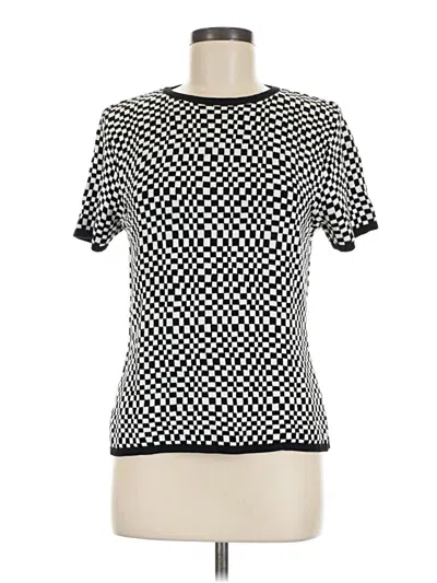 Pre-owned Liz Claiborne Collection Short Sleeve Top Silver Square Neckline Tops
