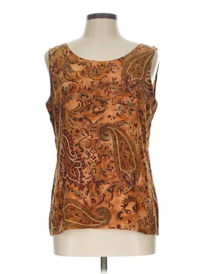 Pre-owned Liz Claiborne Collection Sleeveless Silk Top Brown Scoop Neck Tops