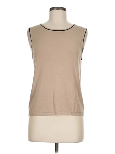 Pre-owned Liz Claiborne Collection Sleeveless Top Tan High Neck Tops